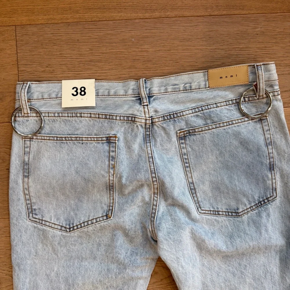 MNML M510 O Ring Denim Light Blue‎ Zipper Flare Jeans Mens 38 NWT